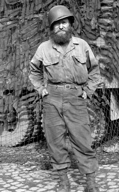 George Legg (111th ORD) in germany, 1945. he had saved the beard from d-day onwards.jpg